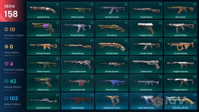 NA - Valorant Account - ULTRA RARE Ruin Dagger - 160 Skins - Prime Bundle - Level 445 - Unranked - 11 Knives - Full Access -