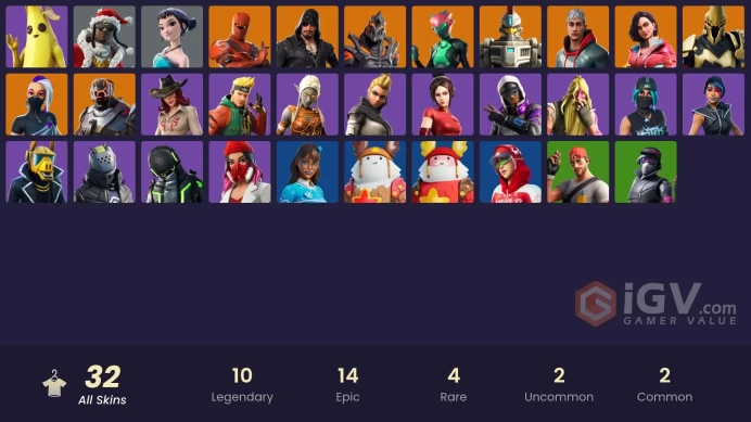32 skins | Singularity | Catalyst | The Scientist | Ruin | Rox | Blackheart | Ultima Knight | Sentinel | Hybrid | Vendetta | Zoey (HUNTR/X)