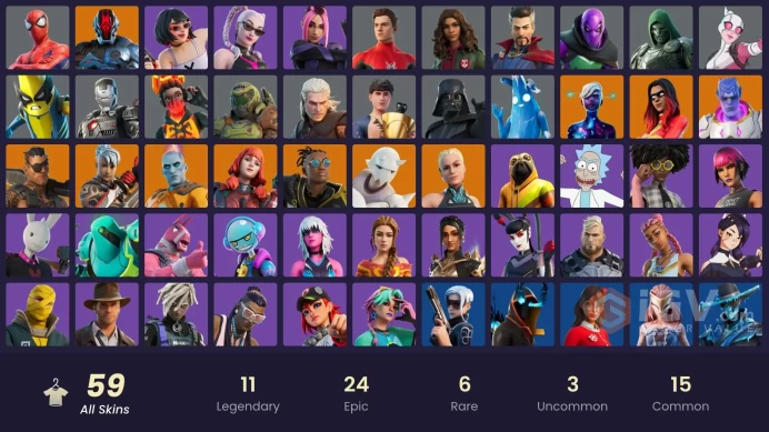 59 skins | Mat Master | The Imagined | The Foundation | Paradigm (Reality-659) | Ronin | Malik | Joey | Snap | Kymera | The Origin