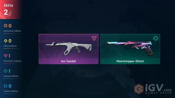 | AP | 2 SKINS | VALUE: 1775 VP | Ion Vandal | Heartstopper Ghost | RANKED READY | 45 LEVEL | INSTANT DELIVERY | FULL ACCESS | FZfzX |