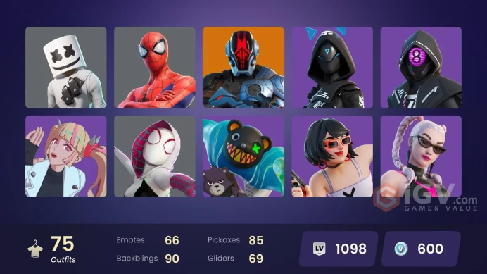 75 skins | The Imagined | Renzo the Destroyer | The Foundation | Frostbite | Optimus Prime | Paradigm (Reality-659) | Ronin | Malik | Twyn