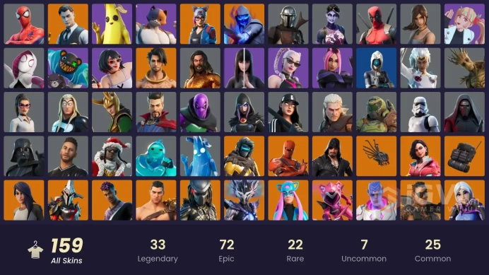 159 skins | Naruto Uzumaki | Gold Brutus | Gold Midas | Sultura | The Champion | Vivi Chroma | Fusion | Ronin | Malik | Nezumi | Rox