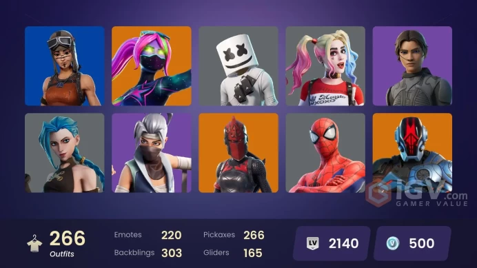 262 skins | Arcane Jinx | Itachi Uchiha | Renegade Raider | Unchained Ramirez | Aura Analyzer | The Champion | Game Knight | Vivi Chroma