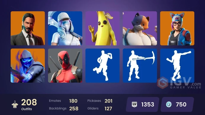 205 skins | Ride The Pony | Fusion | The Prisoner | Ronin | The Scientist | Rox | A.I.M. | Sentinel | The Ice King | John Wick | Calamity