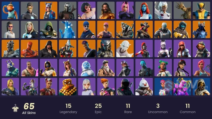 65 skins | Ride The Pony | Tart Tycoon | Dire | Calamity | The Prisoner | Predator | Eternal Knight | Snap | Fade | Blackheart | Lynx | A.I.M.