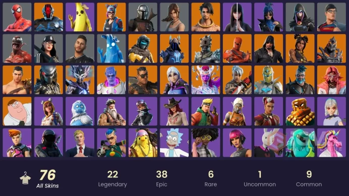 76 skins | Sultura | Valeria | The Prisoner | Spire Assassin | The Foundation | Predator | Torin | Menace | Ronin | Joey | Ruin | Spectra Knight