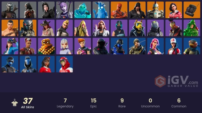 37 skins | Carbon Commando | Sultura | Cloud Striker | Fixer | Predator | Menace | Catalyst | Rox | Blackheart | Sentinel | Hybrid