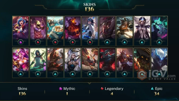 ME  2011 Account - 136 Skins - Battle Boss Yasuo - Empyrean Jhin - Porcelain Protector Ezreal - Battle Queen Diana - FULL ACCESS - MY119