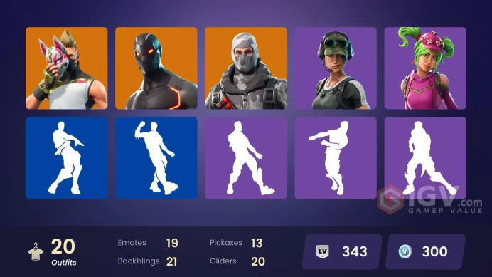 19 skins | Havoc | Trailblazer | Ride The Pony | Mako | Snowflake | Omega (stage 5) | Sub Commander | The Visitor | Valor | Carbide | Drift