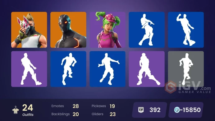 23 skins | Snowflake | Omega (stage 5) | Rogue Agent | The Visitor | Valor | Carbide | Drift | T-60 Power Armor | Kirk Hammett | Lars Ulrich