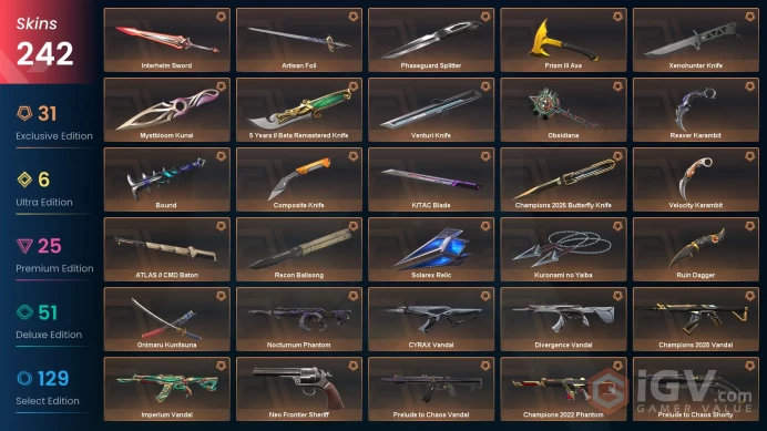 VALORANT EU WEST SERVER 242 SKİNS(+24 KNİFEs ,CHAMPİONS 2025 , PHASEGUARD PAKCEDs,RUİN DAGGER,5 YEARS)AUTO DELIVERY FULL ACCESS-LIFETIME WARRANT