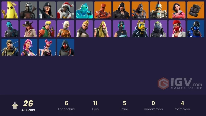 26 skins | Carbon Commando | Catalyst | Ruin | Rox | Blackheart | Sentinel | Hybrid | Rippley vs Sludge | Mandalorian | Ruby Shadows