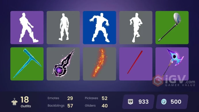 18 skins | Point Patroller | Sultura | Cloud Striker | Fixer | Trilogy | Son Goku | Tectonic Komplex | Polar Peely | Beerus | Lt. Evergreen