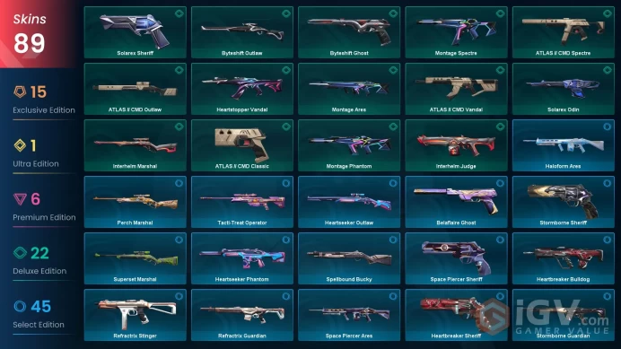 89 Skin // EU-TR // Champions + VCT + Glitchpop + Ex.O + Phaseguard + Chaos + Recon + Reaver + Ion + 8 Knife + MORE // FULL Access // Diamond 2