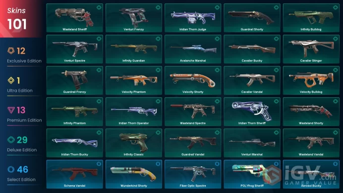 EU - Valorant Account - 150 Skins - Reaver RGX Elderflame Kuronami - Level 89 - Unranked - 13 Knives - Full Access - Total Spent: € 900