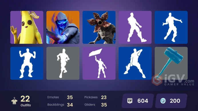 | PC/PSN/XBOX | 22 SKINS | Sentinel | Hybrid | Rox | Ruin | Blackheart | Fusion | Cameo vs Chic | Sidewinder | Vega | 200 VBUCKS | FT575 |
