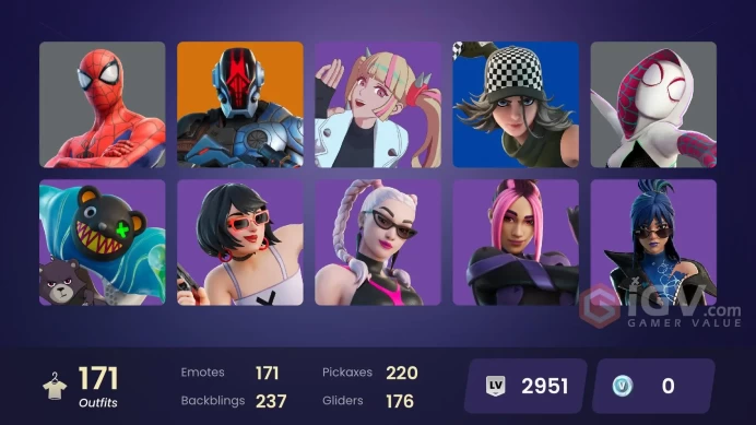 Fortnite Account | 1000+ Hours | 171 Outfits | Darth Vader + Marvel + Star Wars + Witcher Crossovers | Diamond Rank | PSN
