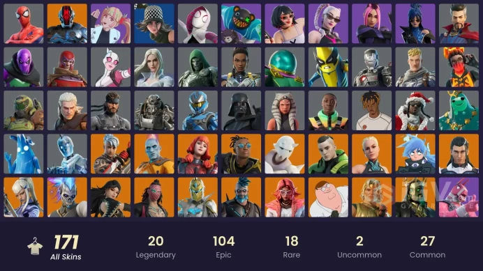 Fortnite Account | 1000+ Hours | 171 Outfits | Darth Vader + Marvel + Star Wars + Witcher Crossovers | Diamond Rank | PSN