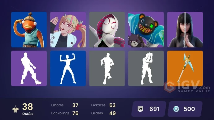 | PC/PSN/XBOX | 38 SKINS | Kymera | Twyn | Joey | Spectra Knight | Paradigm (Reality-659) | Doctor Slone | Eleven | Zyg | 500 VBUCKS | FdGXS |