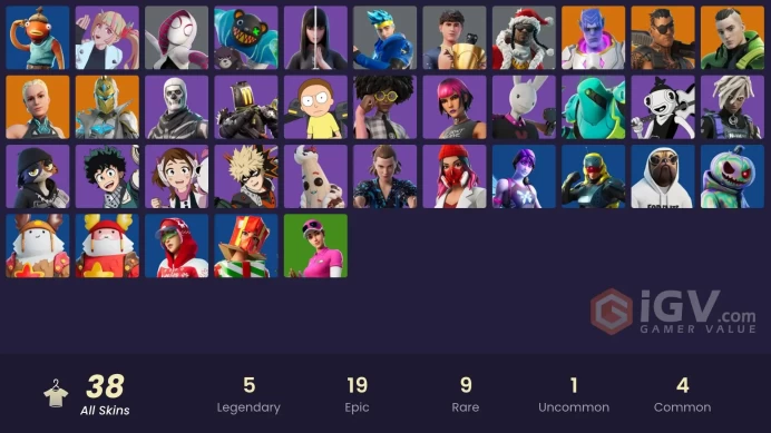 | PC/PSN/XBOX | 38 SKINS | Kymera | Twyn | Joey | Spectra Knight | Paradigm (Reality-659) | Doctor Slone | Eleven | Zyg | 500 VBUCKS | FdGXS |