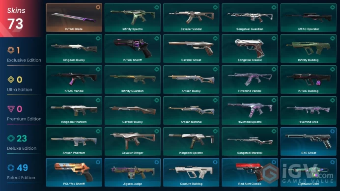 NA - Valorant Account - 70 Skins - Level 79 - Unranked - 1 Knife - VY008