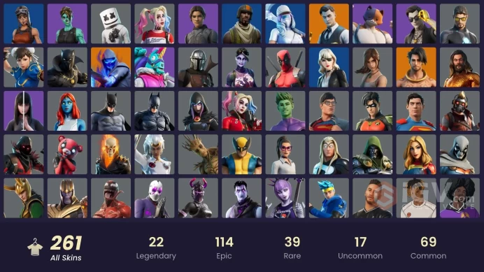 [PC/PSN/XBOX] 261 skins | Chun-Li| Laugh It Up | Candy Axe | Lara Croft | Renegade Raider | Aerial Assault Trooper | Harley Quinn 