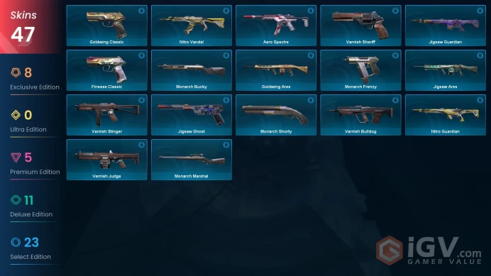 NA - Valorant Account - 75 Skins - Champions 2021 Reaver Prime Ion - Level 68 - Unranked - 8 Knives - VY007