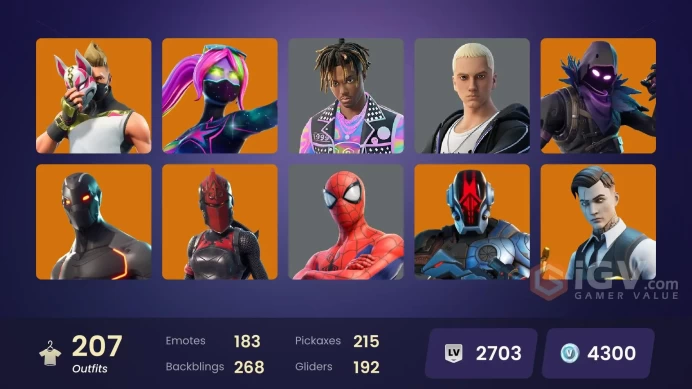 (PC PSN XBOX) 204 skins | Gold Midas | Rogue Agent | Drift | Snap | Kymera | The Cube Queen | Raven | Fade | Omega | Fusion | Lynx | Gear Specia