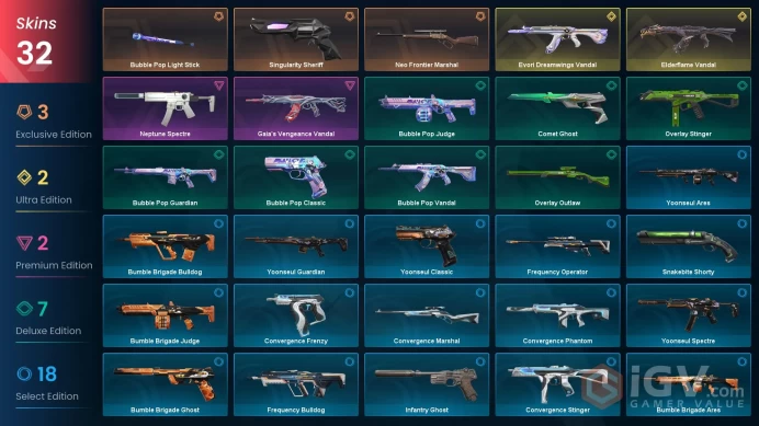 [ LATAM] 32 skins | Evori Dreamwings Vandal | Elderflame Vandal | ~ 13,725 VP Inventory value