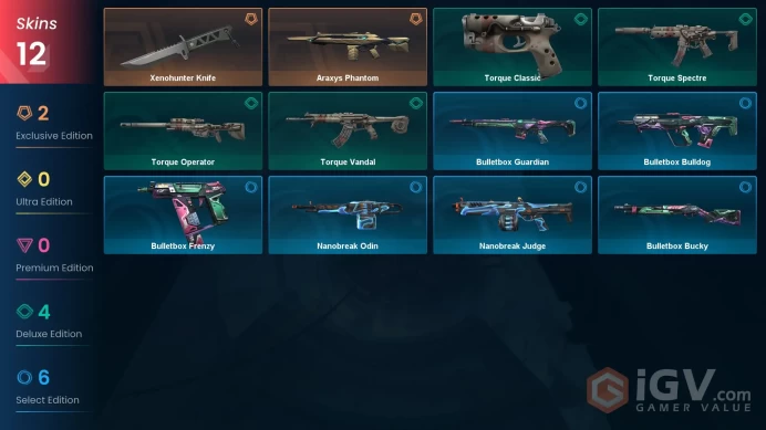 [EU] 12 SKINS | Xenohunter Knife | Araxys Phantom ~ 5,725 VP Inventory value