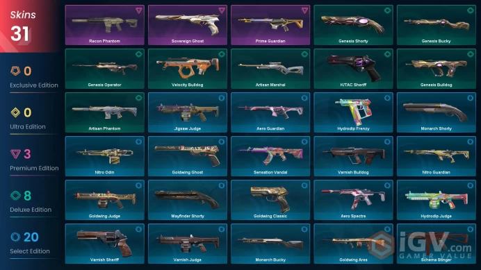 [ Asia-Pacific ] 31 skin | ~ 6,200 VP Inventory value |  Ranked Ready