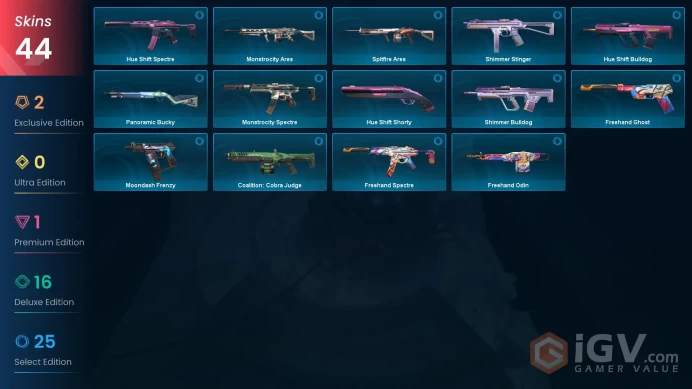 [EU] 44 SKINS | ~ 4,325 VP Inventory value | Equilibrium  | Transition Knife |  Reaver Phantom