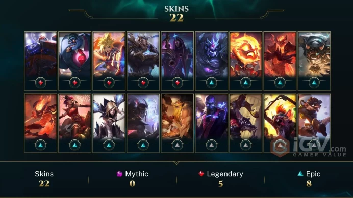 EUW / BRONZE 3 %0WR - 75 Champ - 22 Perfect Skins(5 Legendary, 8 Epic) -4K BE - FULL ACCES - LIFETIME WARRANTY - CHEAP