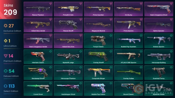 EU / 209 LUX SKINS (Champions 2024 Phantom+Singularity Vandal+Chaos Vandal) + 16 KNIVES (Singularity Butterfly Knife) / MAIL (FULL ACCESS)