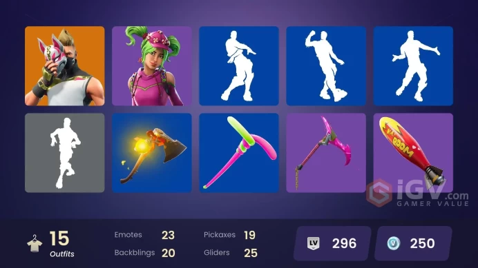 | PC/PSN/XBOX | 15 SKINS | Gear Specialist Maya | Drift | Carbide | Polar Peely | Agent Peely | Brutus | Redline | Zoey | 250 VBUCKS | FbHvy |