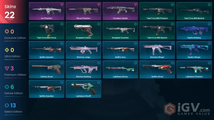NA - Valorant Account - Ion Phantom + Recon Phantom - 30 Skins - Unranked - VY028