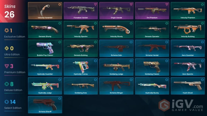 NA - Valorant Account - 35 Skins - Oni Forsaken Origin - Level 102 - Unranked - 1 Knife - VY022