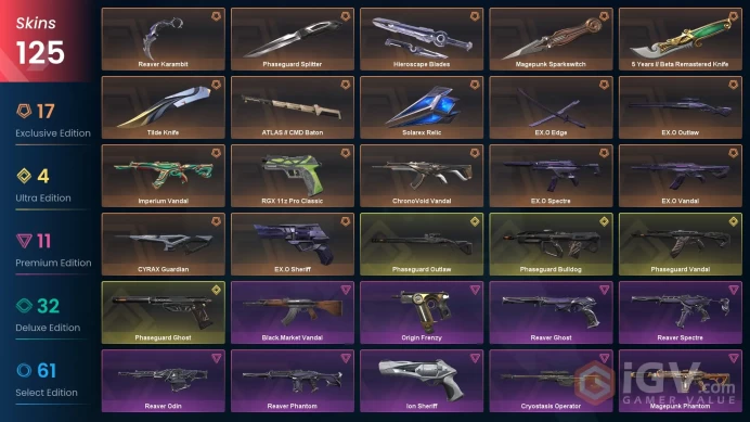 EU-Turkey 125 Skins > 5 Years // Beta Remastered Knife EX.O Edge Phaseguard Splitter Phaseguard Vandal EX.O Vandal Imperium Vandal  99052991