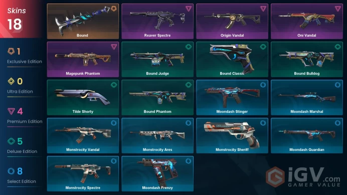 NA - Valorant Account - Oni Vandal + Magepunk Phantom - 30 Skins - Gold Peak - Unranked - VY031