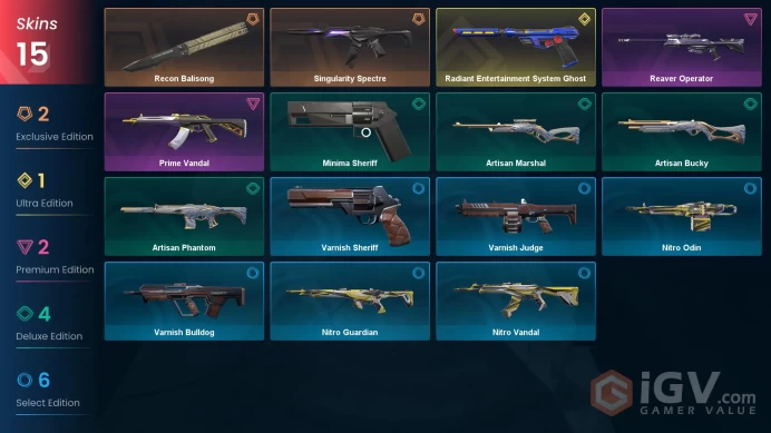 NA - Valorant Account - Prime Vandal + Reaver Operator + Recon Balisong - 27 Skins - Level 34 - Unranked - VY034