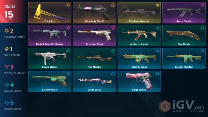 NA - Valorant Account - Reaver Vandal + Elderflame Operator + Prime Axe - 27 Skins - Level 20 - Unranked -  VY035