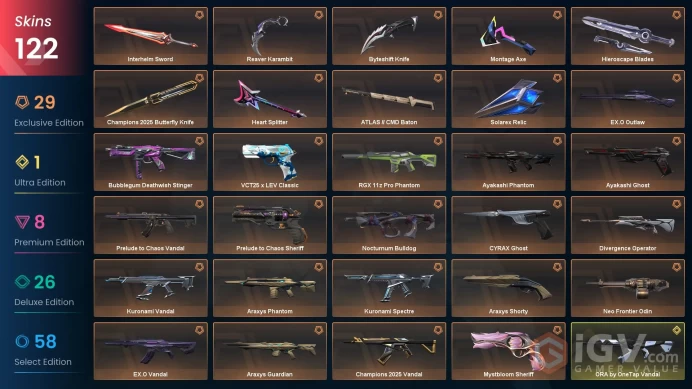 EU  ╳︎ 121 SKINS  ╳︎ 9 KNIFE  ╳︎ ORA by OneTap  ╳︎ Champions 2025  ╳︎ Mystbloom  ╳︎ Araxys  ╳︎ Solarex  ╳︎ Reaver Kerambit  ╳︎ RGX 11z Pro