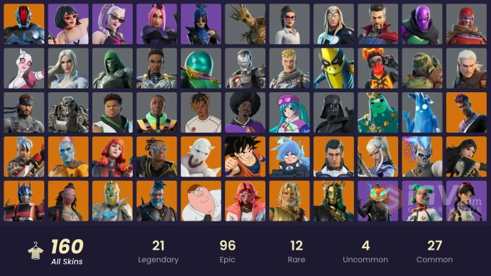 (PC XBOX) 160 skins | Peter Griffin | Fade | Snap | Nezumi | Son Goku | The Imagined | Zeus | Era | The Origin | Kado Thorne | Mizuki | 1300 VB