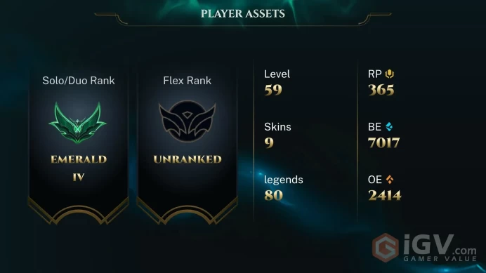 | EUW | 6 SKINS | EMERALD 4 | 80 CHAMPIONS | 59 LEVEL | INSTANT DELIVERY | FULL ACCESS | Fd7Vq |
