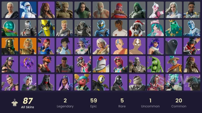 [PC / PSN]  86 Skins  | Jack Sparrow | Mysterio | Doom | Godzilla Evolved | Shady Doggo | Neko Hatsune Miku | Syd |  Gwenpool | Zeus | Hades