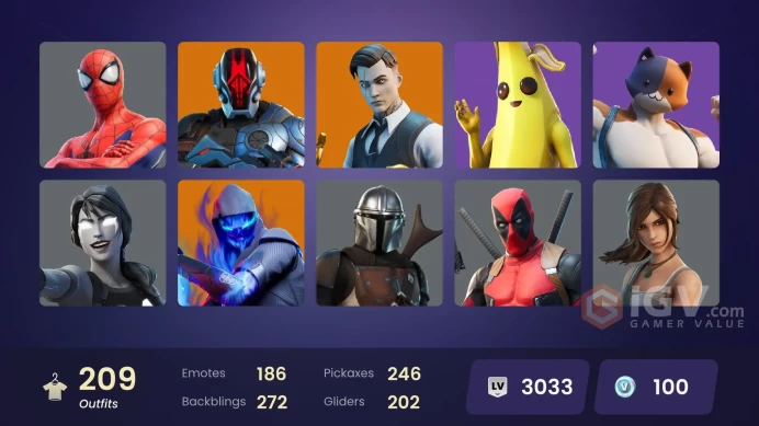 (PC PSN XBOX ) 209 skins | Hybrid | Predator | Galaxy Scout | The Imagined | Kado Thorne | Hades | Sentinel | Catalyst | Renzo the Destroyer | N