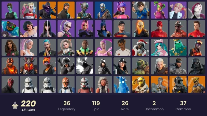 (PC PSN XBOX) 220 skins | The Reaper | Blue Squire | Royale Knight | Elite Agent | Fashion Banshee | Game Knight | Unchained Ramirez | Rogue Age