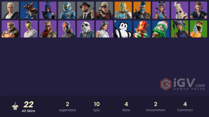 | PC/PSN/XBOX | 22 SKINS | Omegarok | Spectra Knight | Agent Patch | Vengeance Jones | Lil Split | Burnoff | Oscar | Hope | 300 VBUCKS | Felh5 |