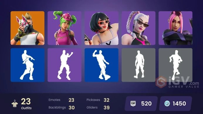 | PC/PSN | 23 SKINS | Renzo the Destroyer | Carbide | Snap | Malik | The Imagined | Drift | The Origin | Gunnar | Erisa | 1450 VBUCKS | FemiC |