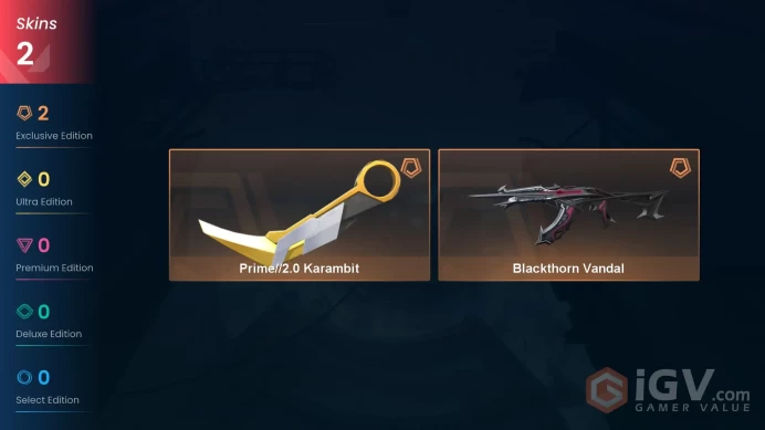 EU | 2 skins | Prime//2.0 Karambit | Blackthorn Vandal | D7737